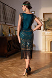Frisado Franjas Verde Escuro 1920s Flapper Dress