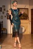 Frisado Franjas Verde Escuro 1920s Flapper Dress