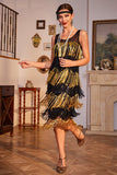 Franjas Douradas Flapper Grande Vestido Gatsby com Sequins