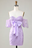Bodycon Sweetheart Purple Vestido Curto Homecoming com Bowknot