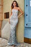 Sereia Elegante Um Ombro Verde Escuro Sequins Long Prom Dress