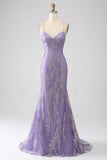 Brilhante Sereia Lilás Vestido Longo Baile