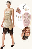 Champanhe 1920s Vestido Com 20s Acessórios Set