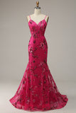 Lantejoulas Rosa Vestido de Baile Sereia