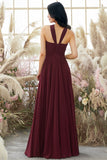 Borgonha Alça Vestido De Chiffon Dama De Honra