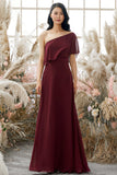 Vestido de dama de honra de chiffon com um ombro