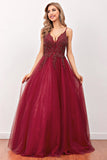 Borgonha Beaded Longo Vestido de Baile