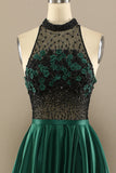 Vestido Verde Escuro Longo Frisada Baile Com Flores