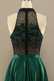 Vestido Verde Escuro Longo Frisada Baile Com Flores