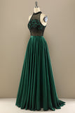 Vestido Verde Escuro Longo Frisada Baile Com Flores