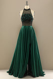 Vestido Verde Escuro Longo Frisada Baile Com Flores