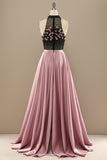Vestido Verde Escuro Longo Frisada Baile Com Flores