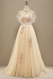 Amarelas Longas Baile Vestido Com Apliques
