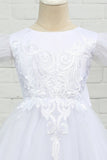 Vestido de menina de flor de chão de tulle branco