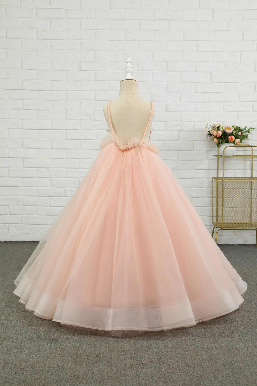 Vestido de menina de menina de manta de spaghetti de tulle rosa