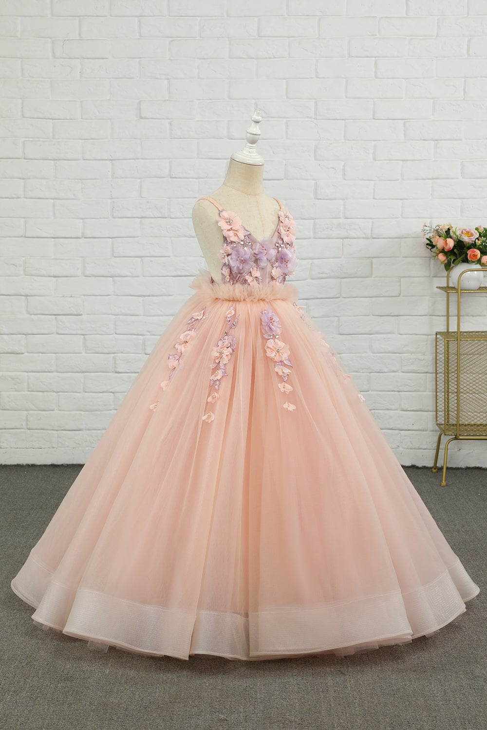 Vestido de menina de menina de manta de spaghetti de tulle rosa