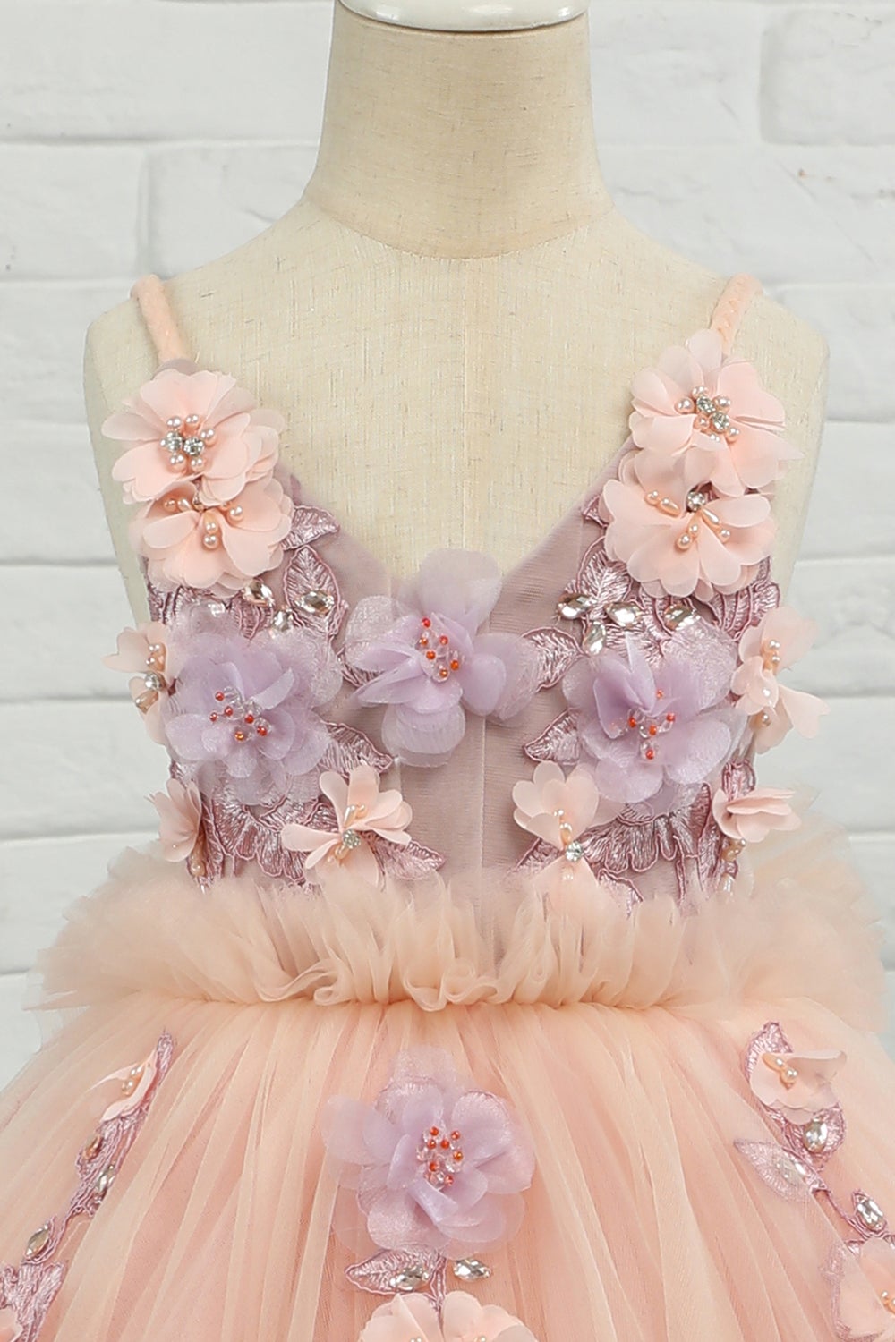 Vestido de menina de menina de manta de spaghetti de tulle rosa