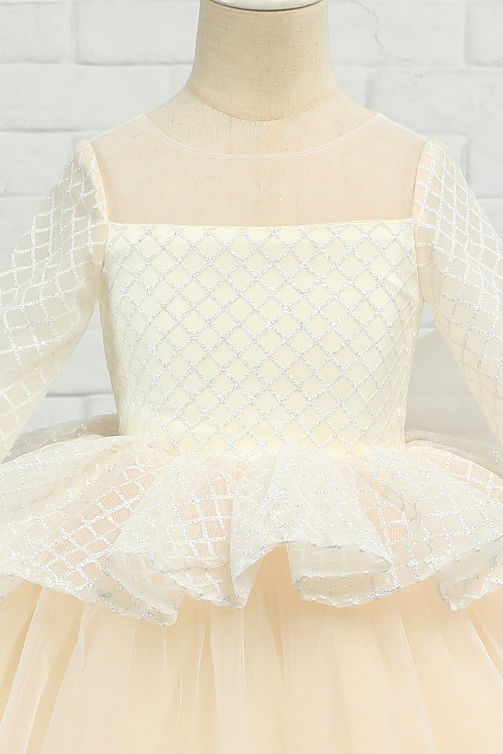 Vestido de menina flor de damasco alto-baixo com arco