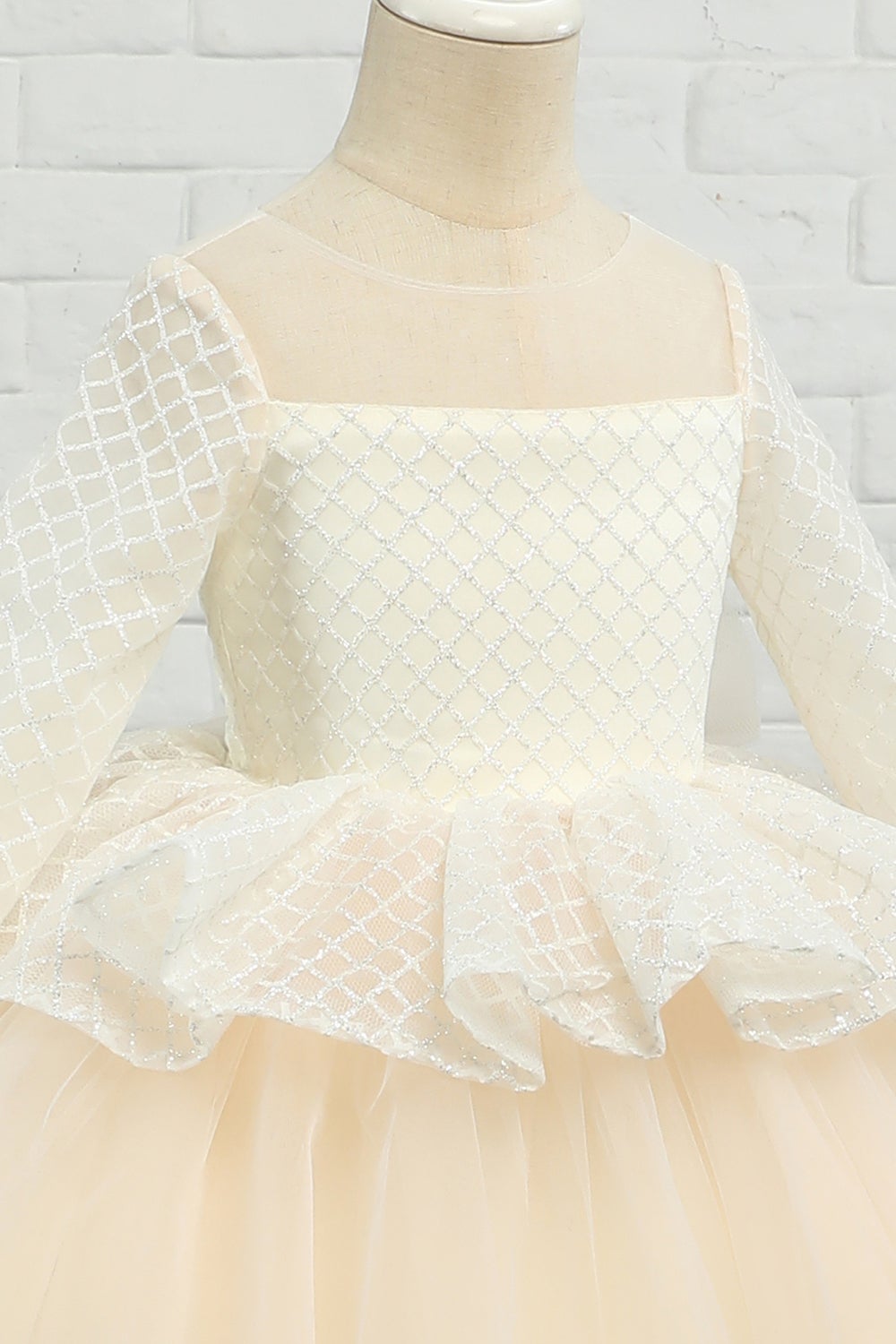 Vestido de menina flor de damasco alto-baixo com arco