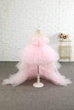 Rosa high low flower girl vestido