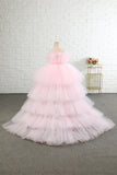 Rosa high low flower girl vestido