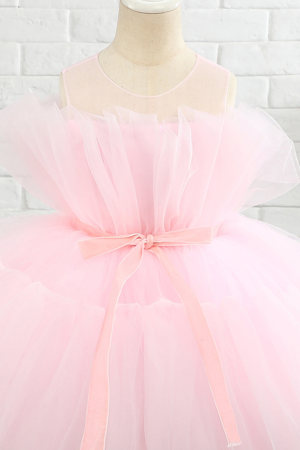 Rosa high low flower girl vestido