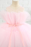 Rosa high low flower girl vestido