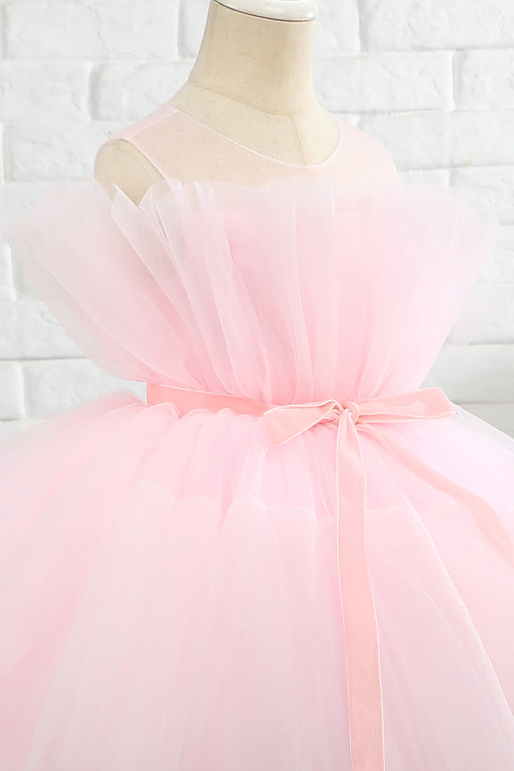 Rosa high low flower girl vestido
