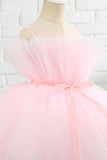 Rosa high low flower girl vestido