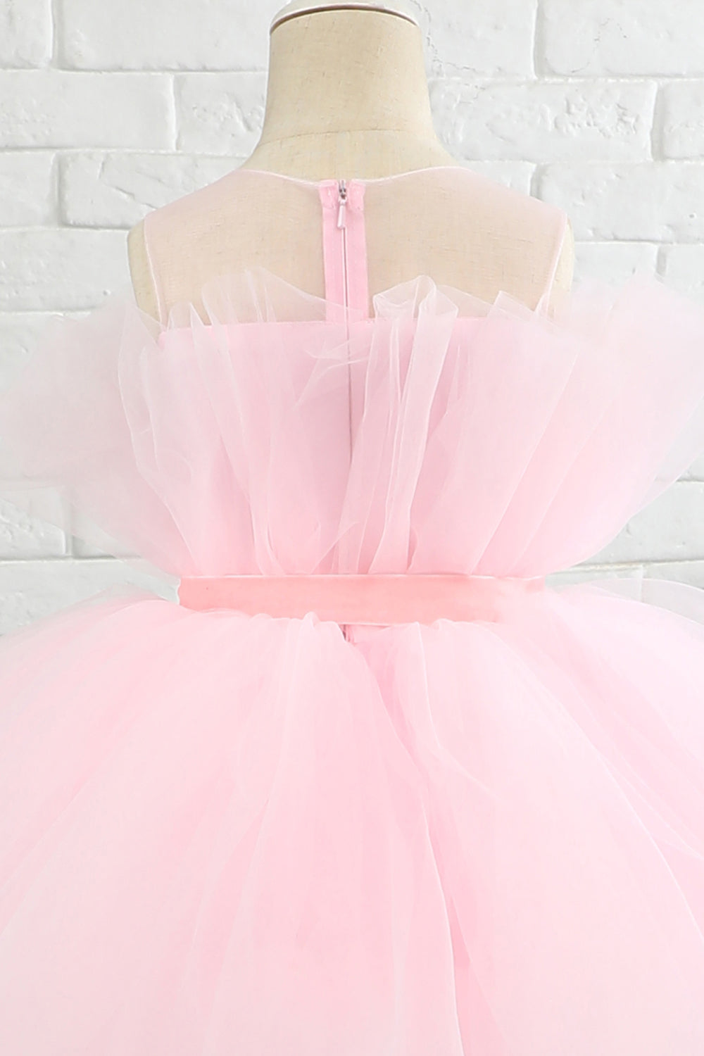 Rosa high low flower girl vestido