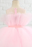 Rosa high low flower girl vestido