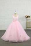Vestido de menina de flor de comprimento do chão rosa