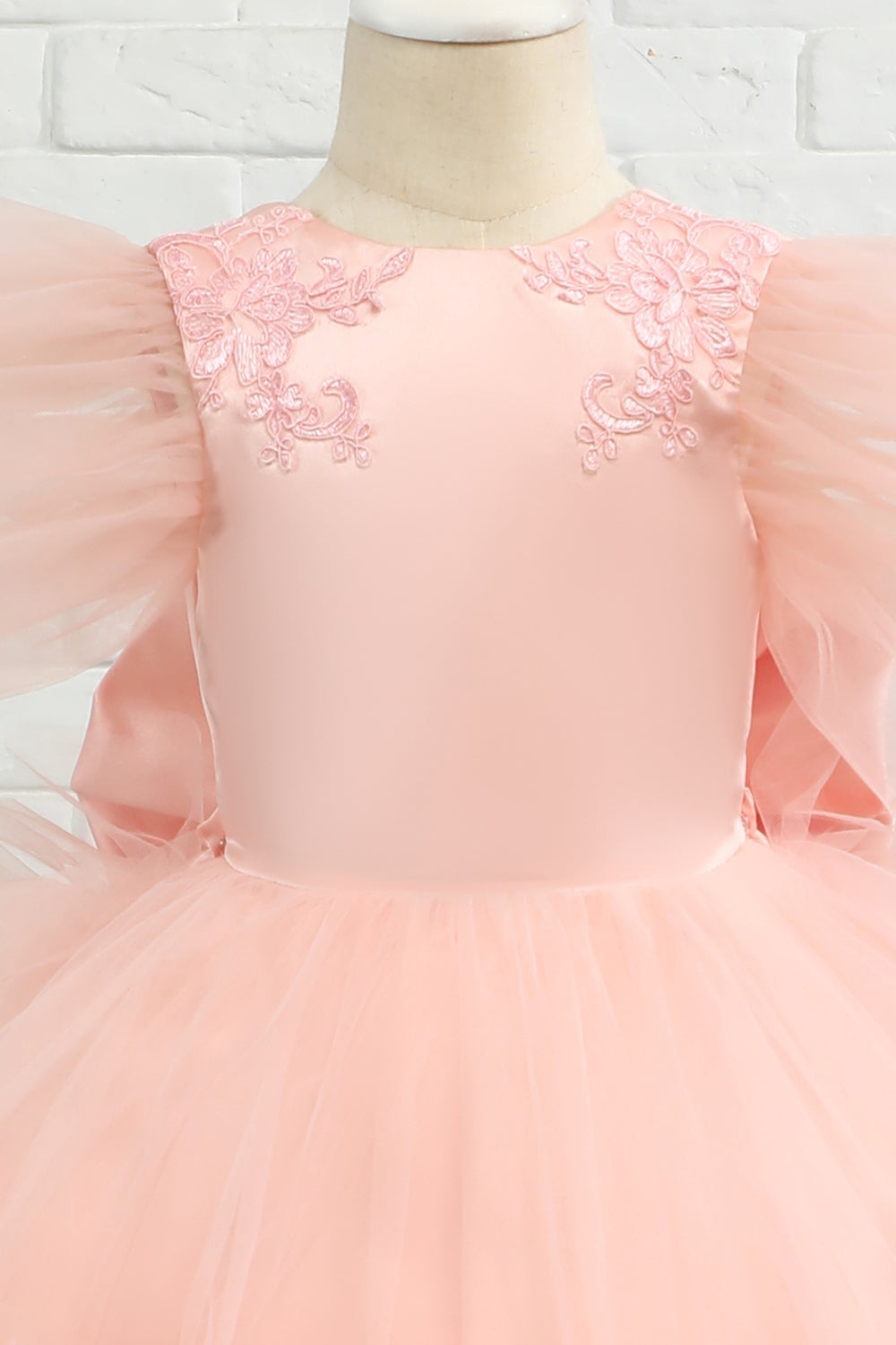 Rosa-alto-baixo tulle flor menina vestido com arco