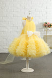 Vestido amarelo halter flor menina
