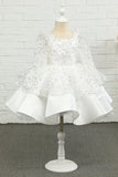 Vestido de menina flor de lantejoulas de marfim com arco