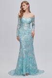 Vestido de baile longo bordado brilhante da sereia