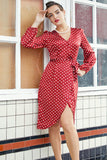 Vestido casual de bolinhas bordô