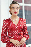 Vestido casual de bolinhas bordô