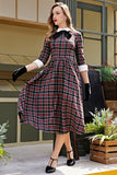 Vestido vintage vermelho e preto gingham
