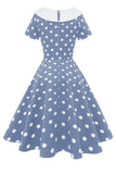 Vestido De Gola Azul Peter Pans 1950