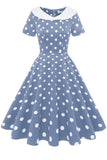 Vestido De Gola Azul Peter Pans 1950