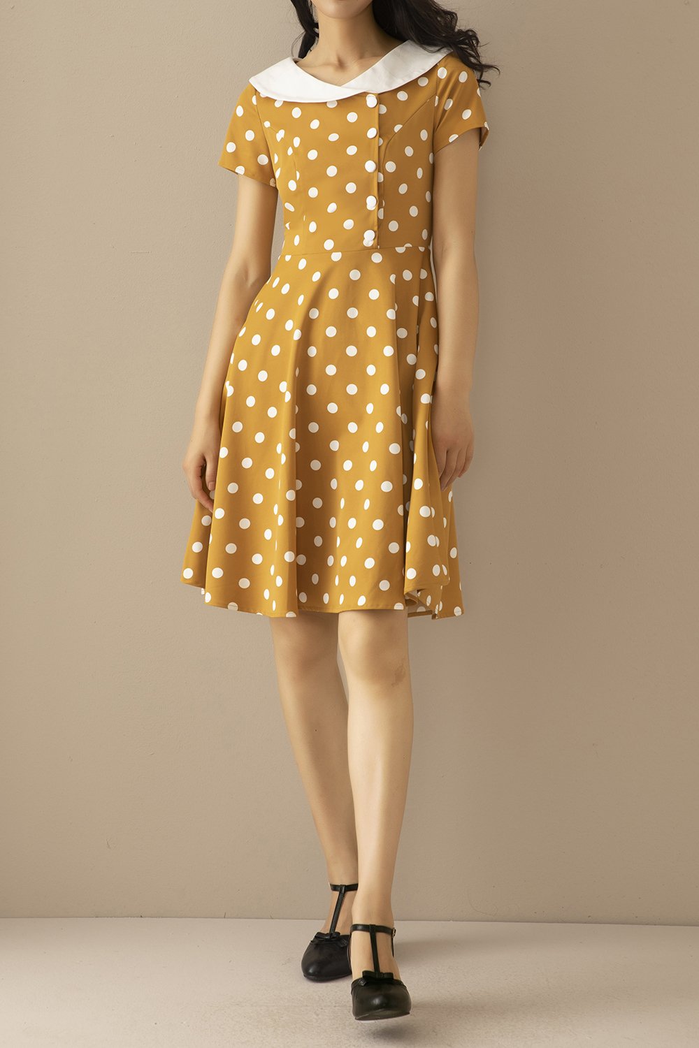 Vestido De Gola Azul Peter Pans 1950