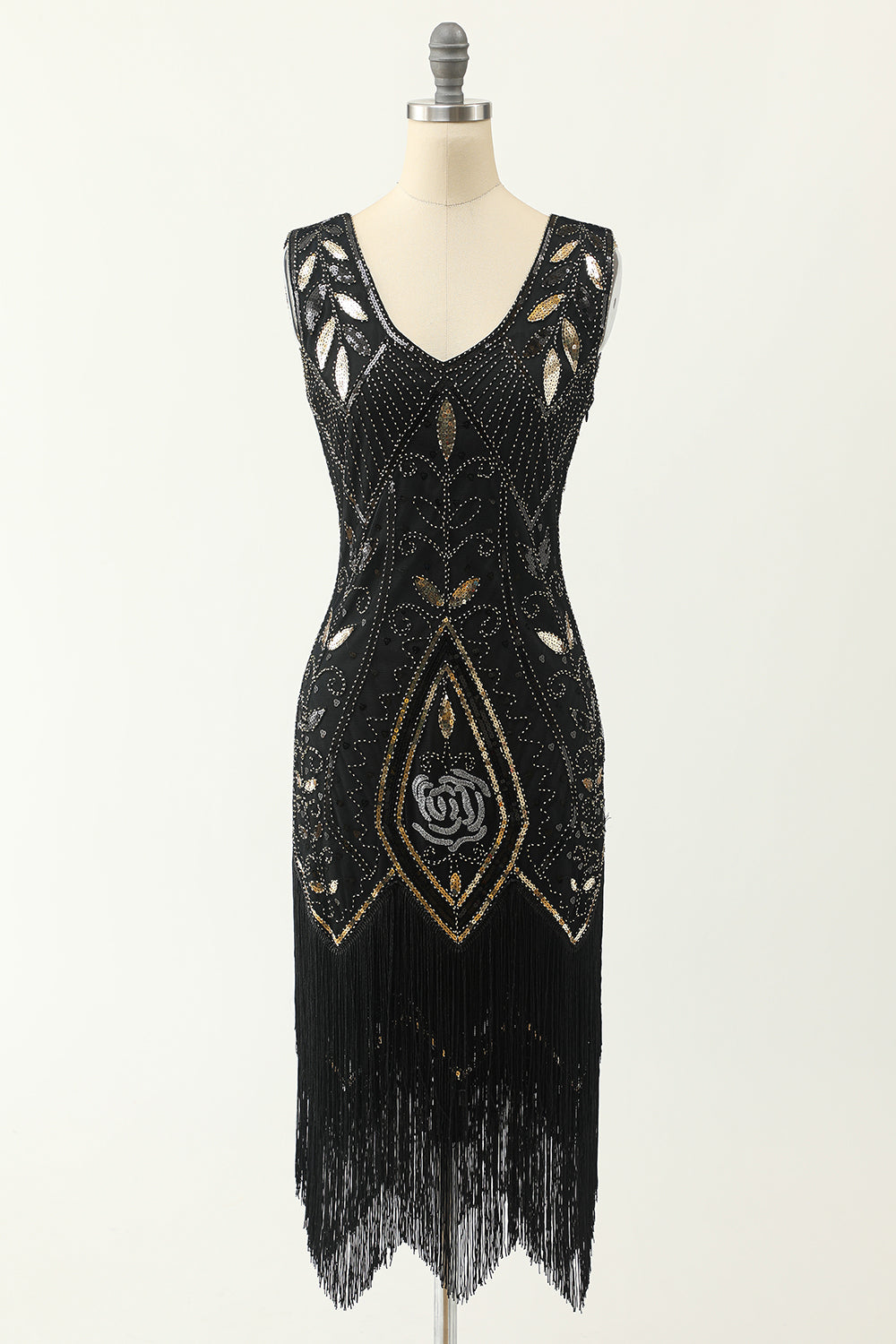 Vestido Preto de Lantejoulas Dos Anos 20
