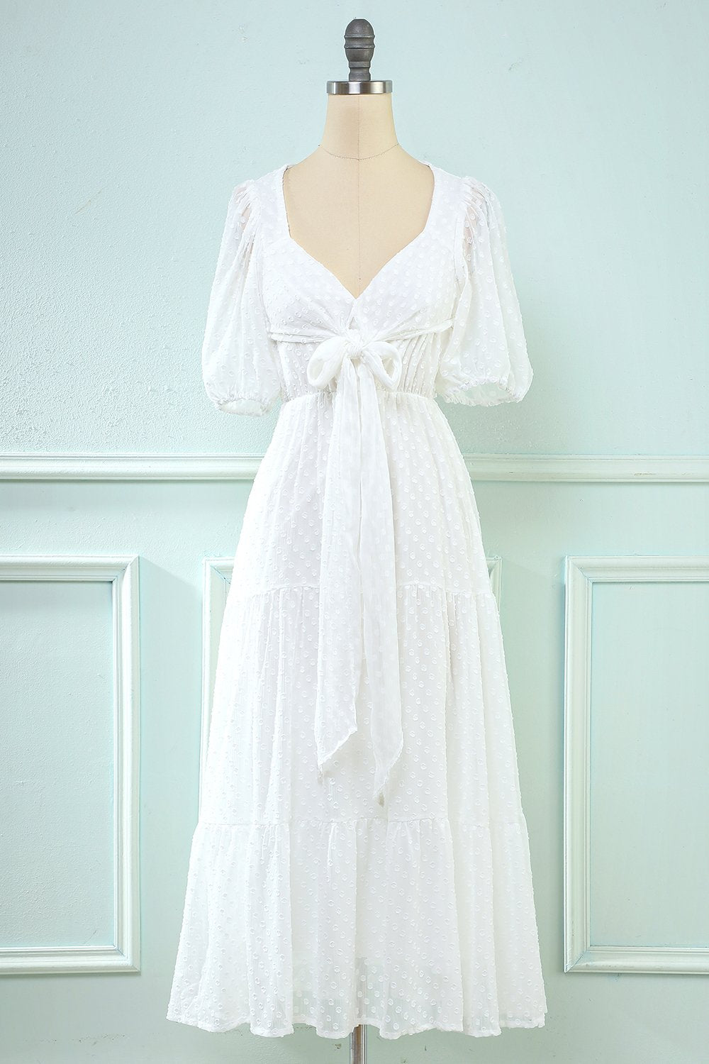 Vestido branco midi babydoll