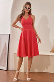 Vestido vermelho de bolinhas halter dos anos 50