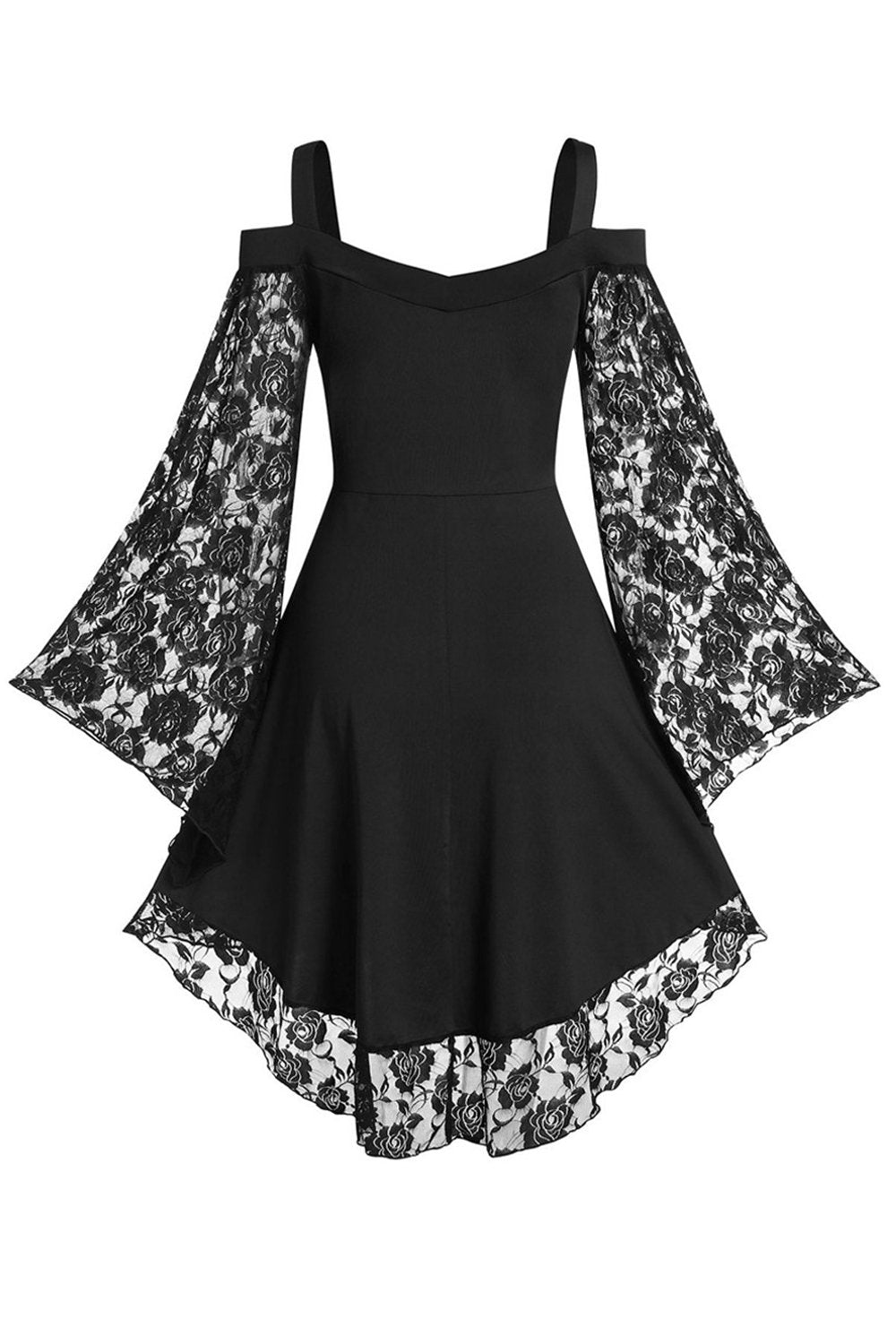 Borgonha Flare Mangas Vestido de Halloween