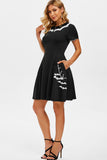 Vestido de Halloween de impressão de morcego preto