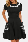 Vestido de Halloween de impressão de morcego preto