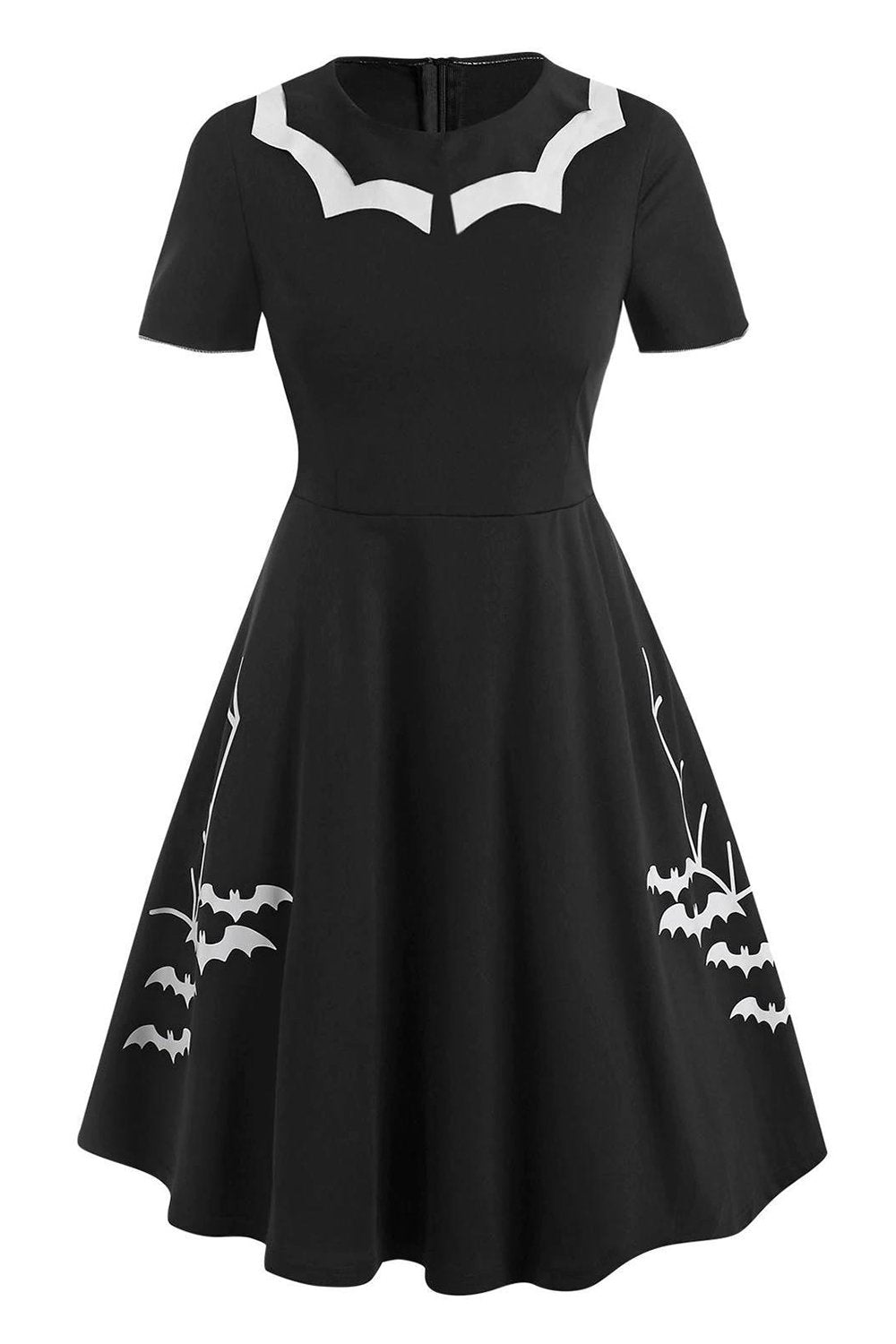 Vestido de Halloween de impressão de morcego preto
