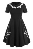 Vestido de Halloween de impressão de morcego preto